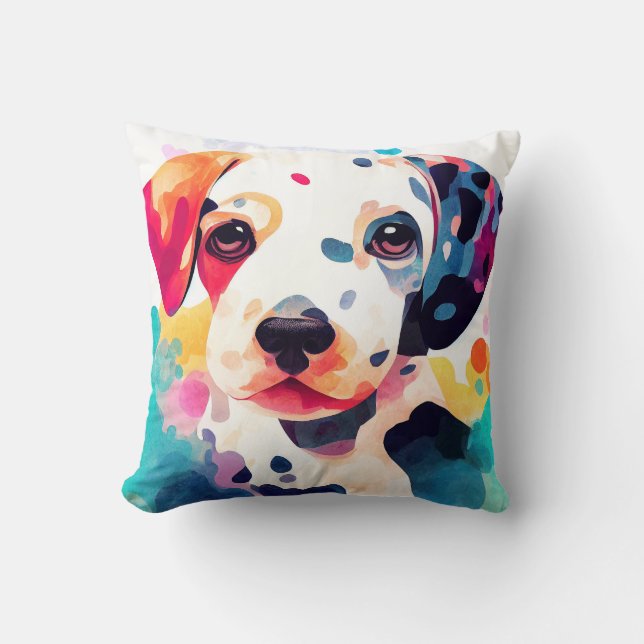 Dalmatian Wild Nature Animal Color Art Painting Cushion (Front)