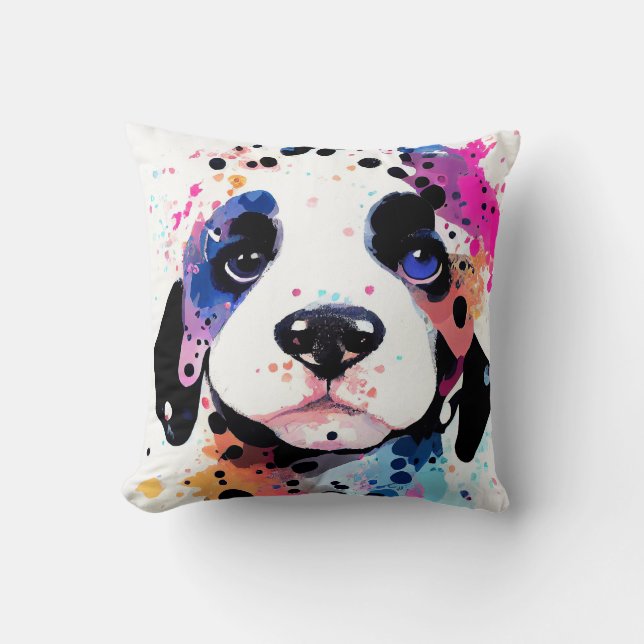 Dalmatian Wild Nature Animal Color Art Painting Cushion (Front)
