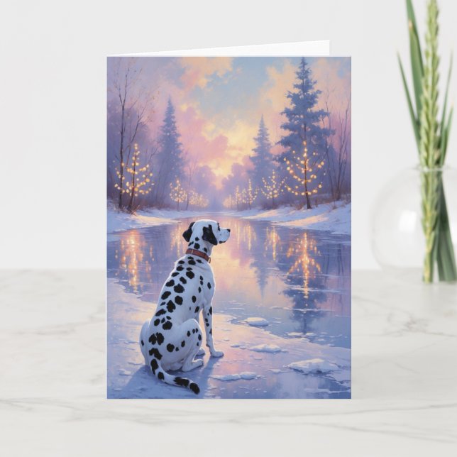 Dalmatian Winter Wonderland Christmas Art Card (Front)