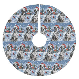 Dalmatian Winter Wonderland Christmas Joy Brushed Polyester Tree Skirt