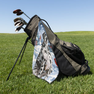Dalmatian Winter Wonderland Christmas Joy Golf Towel