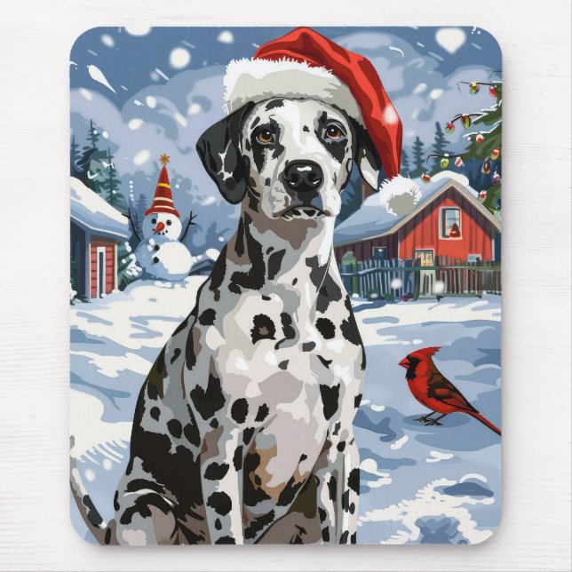 Dalmatian Winter Wonderland Christmas Joy Mouse Mat (Front)