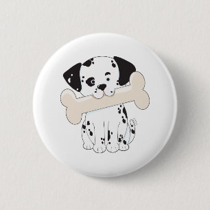 Dalmatian with Bone 6 Cm Round Badge