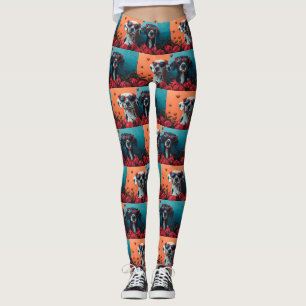 Dalmatian With Heart Roses Valentine's Day  Leggings