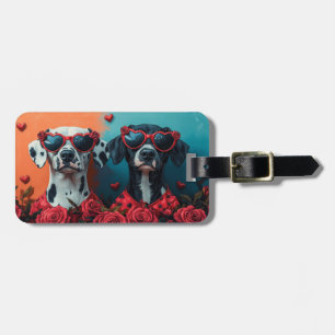 Dalmatian With Heart Roses Valentine's Day  Luggage Tag