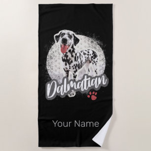 Dalmatian With Paw Vintage Dog Lovers Design Beach Towel