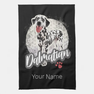Dalmatian With Paw Vintage Dog Lovers Design Tea Towel
