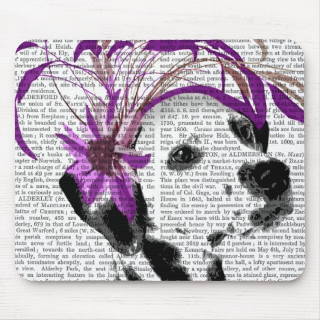 Dalmatian With Purple Fascinator Mouse Mat (Front)