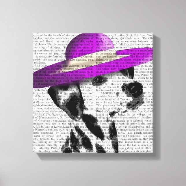 Dalmatian With Purple Wide Brimmed Hat Canvas Print (Front)