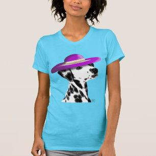 Dalmatian With Purple Wide Brimmed Hat T-Shirt