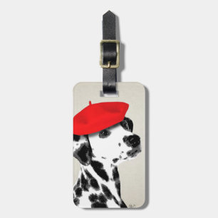 Dalmatian With Red Beret Luggage Tag
