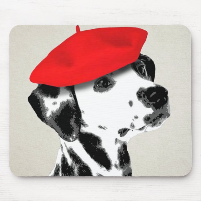 Dalmatian With Red Beret Mouse Mat (Front)
