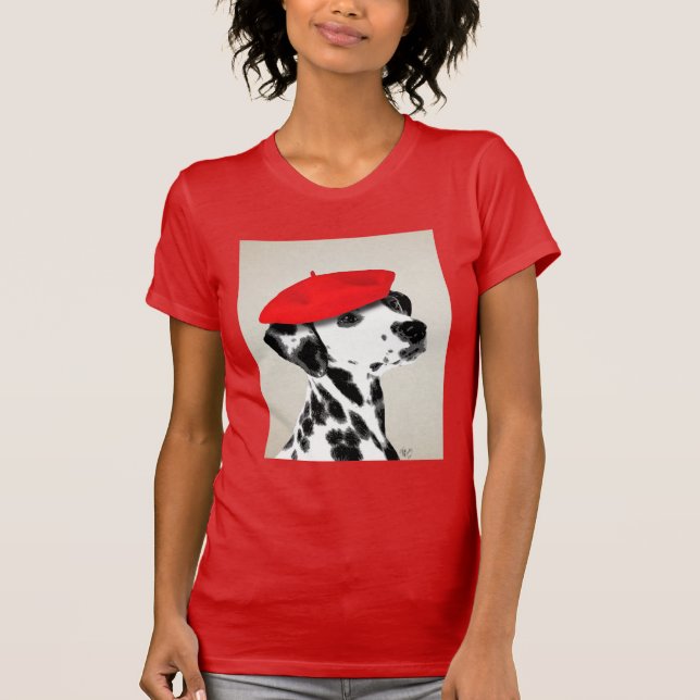 Dalmatian With Red Beret T-Shirt (Front)