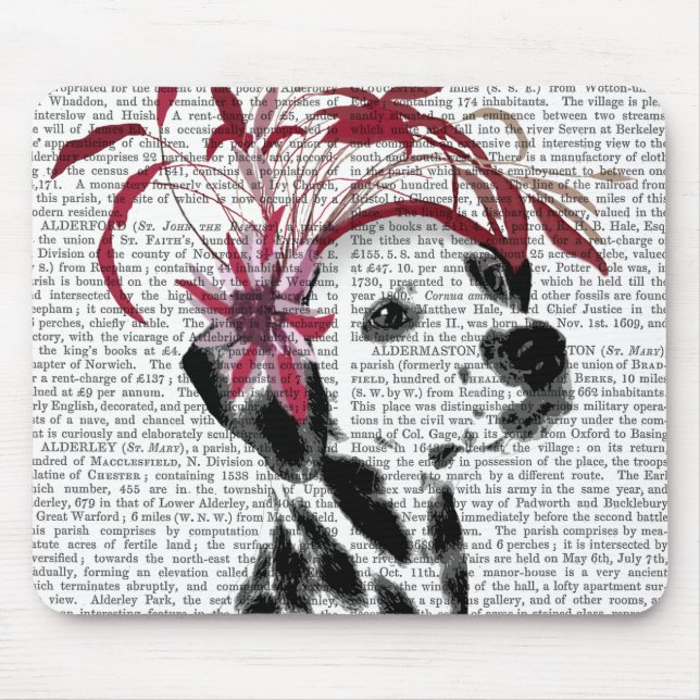 Dalmatian With Red Fascinator Mouse Mat (Front)