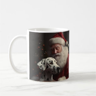 Dalmatian With Santa Claus Festive Christmas Coffee Mug