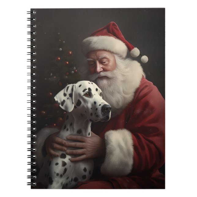 Dalmatian With Santa Claus Festive Christmas Notebook (Front)