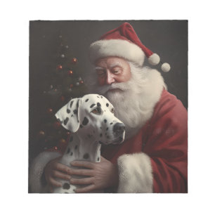 Dalmatian With Santa Claus Festive Christmas Notepad