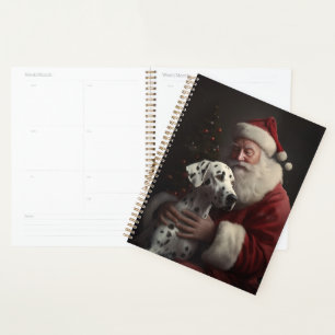 Dalmatian With Santa Claus Festive Christmas Planner