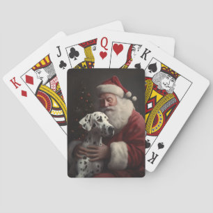 Dalmatian With Santa Claus Festive Christmas Playing Cards