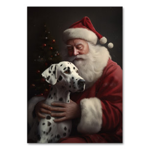 Dalmatian With Santa Claus Festive Christmas Table Number