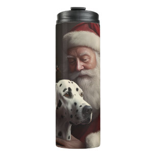 Dalmatian With Santa Claus Festive Christmas Thermal Tumbler