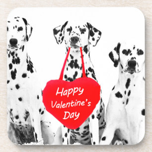Dalmatians Dog Heart Happy Valentine's Day Coaster