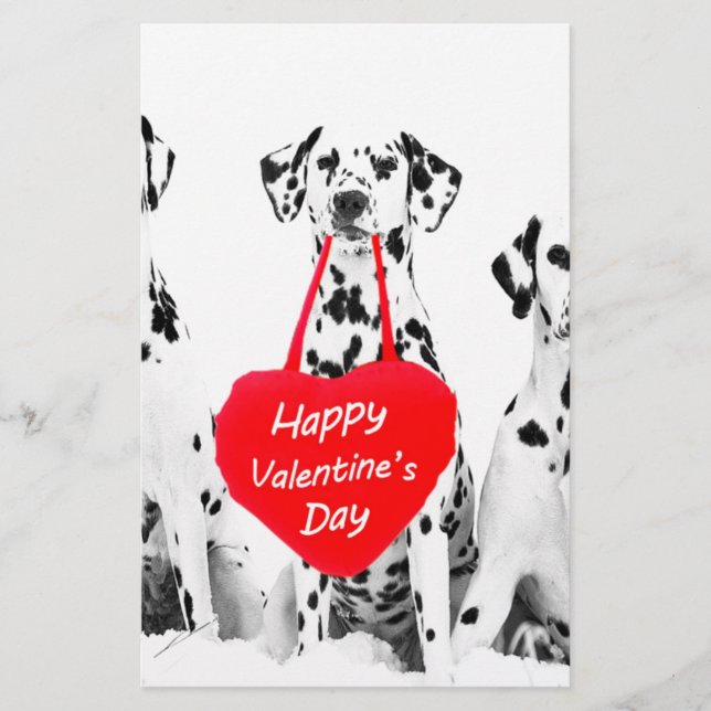 Dalmatians Dog Heart Happy Valentine's Day Stationery (Front)