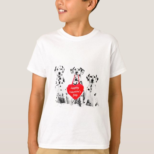 Dalmatians Dog Heart Happy Valentine's Day T-Shirt (Front)
