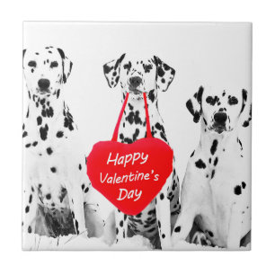 Dalmatians Dog Heart Happy Valentine's Day Tile