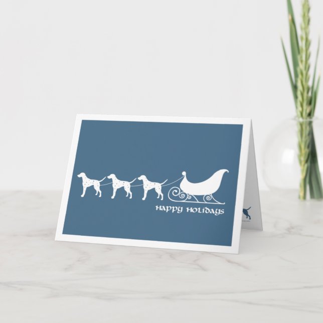 Dalmatians Pulling Santa's Sleigh Holiday Card (Front)