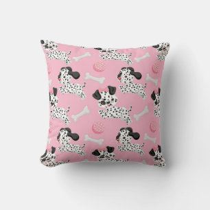 Dalmatians Puppies Black Spots Pink Toy Ball White Cushion