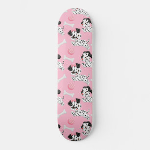 Dalmatians Puppies Black Spots Pink Toy Ball White Skateboard