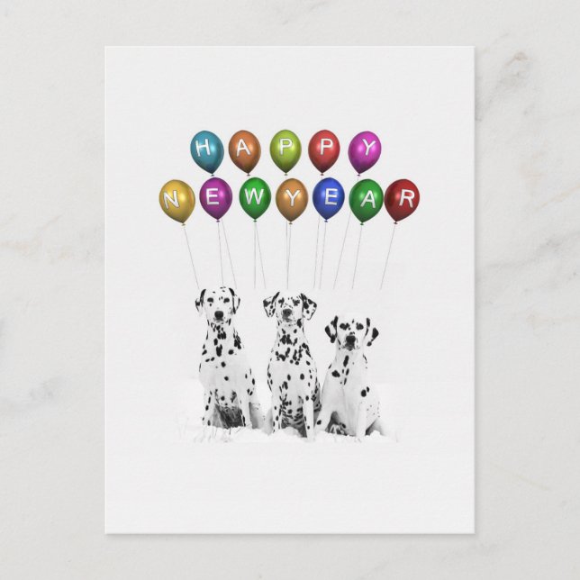 Dalmatians Wishing Happy New Year 2016 Holiday Postcard (Front)