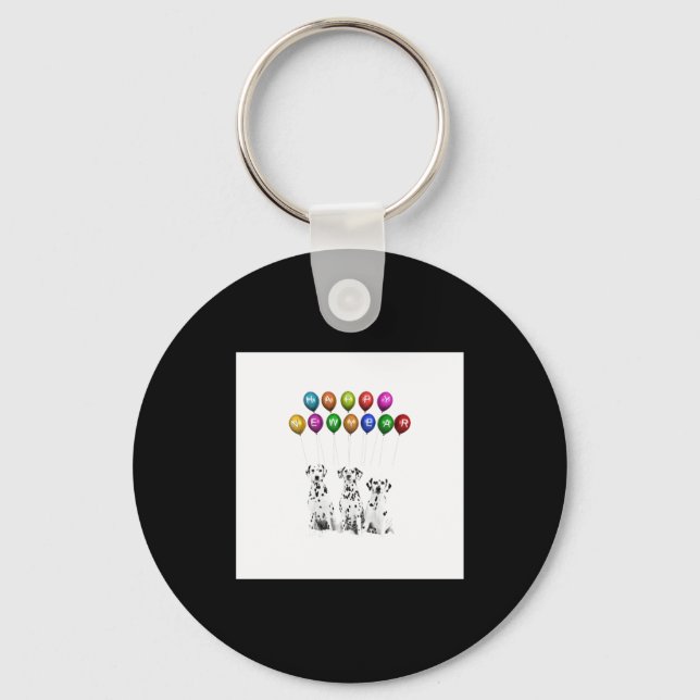 Dalmatians Wishing Happy New Year 2016  Key Ring (Front)