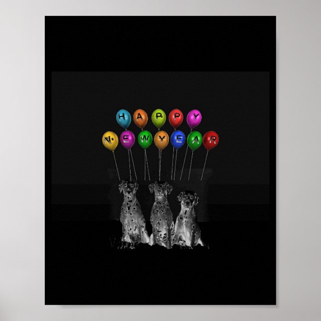 Dalmatians Wishing Happy New Year 2016 T Shirt  Poster (Front)