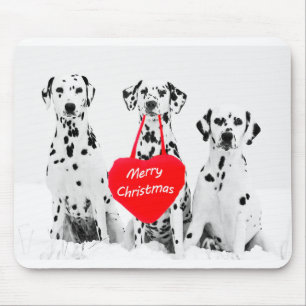 Dalmatians Wishing Merry Christmas mouse pad