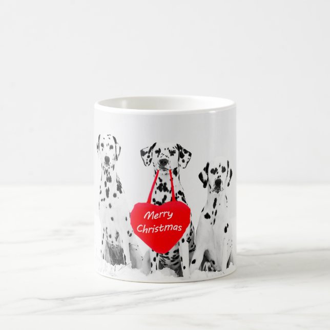 Dalmatians Wishing Merry Christmas mug (Center)