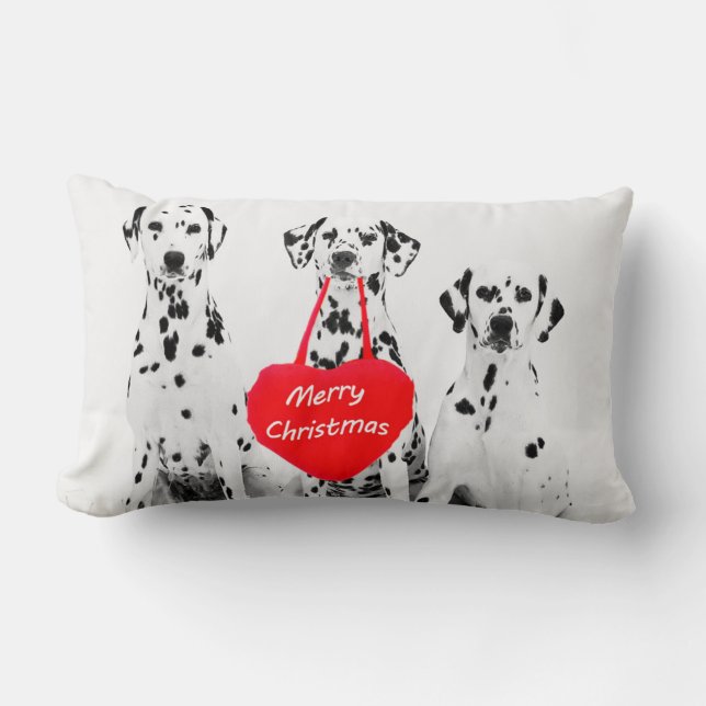 Dalmatians Wishing Merry Christmas pillow (Front)