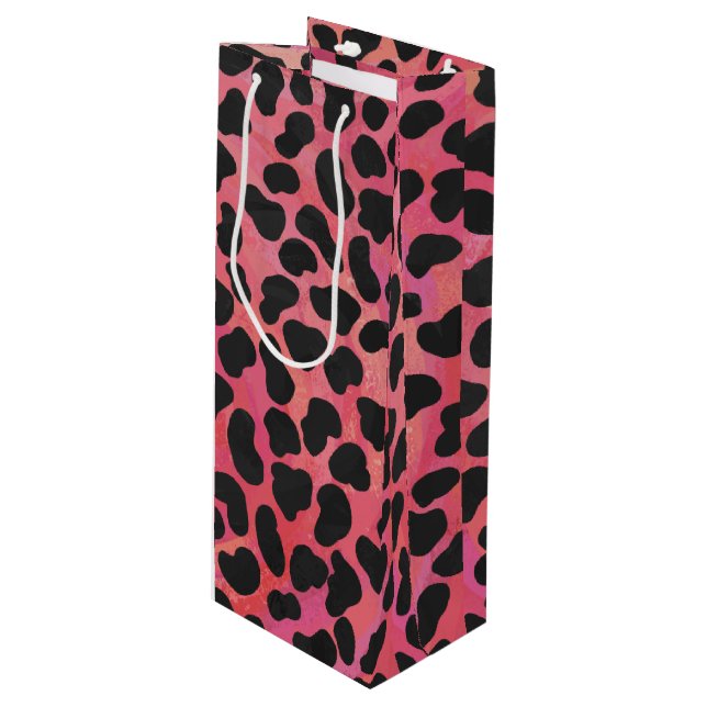 DalmatiDalmatian Black and Red Print Wine Gift Bag (Front Angled)