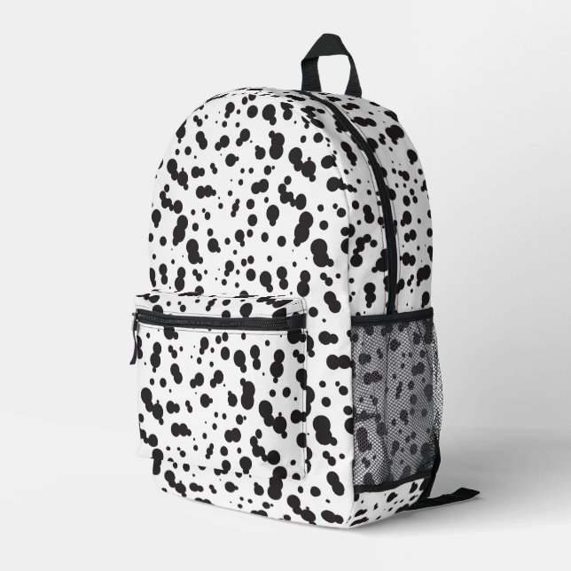 Dalmatine Dots Pattern Printed Backpack (Back Corner Right)