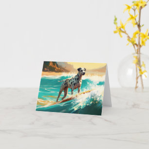 Dalmation Beach Surfing Painting  Card