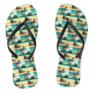 Dalmation Beach Surfing Painting  Flip Flops