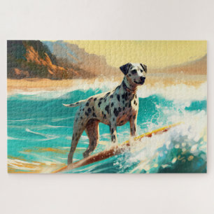 Dalmation Beach Surfing Painting  Jigsaw Puzzle