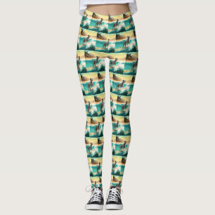 Dalmation Beach Surfing Painting Leggings