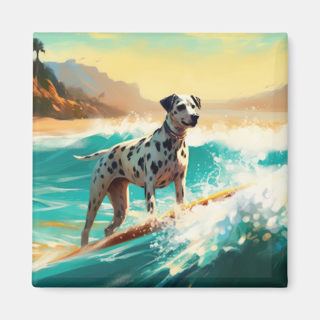 Dalmation Beach Surfing Painting  Magnet (Front)