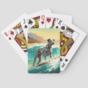 Dalmation Beach Surfing Painting Playing Cards