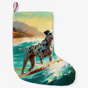Dalmation Beach Surfing Painting Small Christmas Stocking