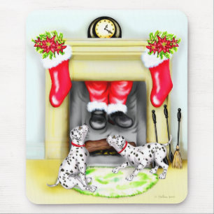 Dalmation Christmas Santa Drops In Mouse Mat