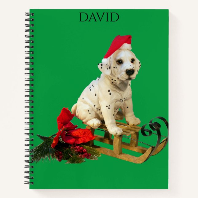 Dalmation christmas sprial notebook customised. (Front)