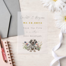 Dalmation Dog and Wildflowers Save the Date